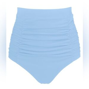 RELLECIGA High Waisted Ruched Bikini Bottoms Swimwear Women’s Size S Baby Blue